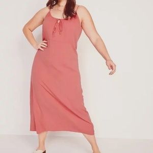 Old Navy Crinkled Maxi Cami Shift Dress Sugar Poppy XS - NWOT